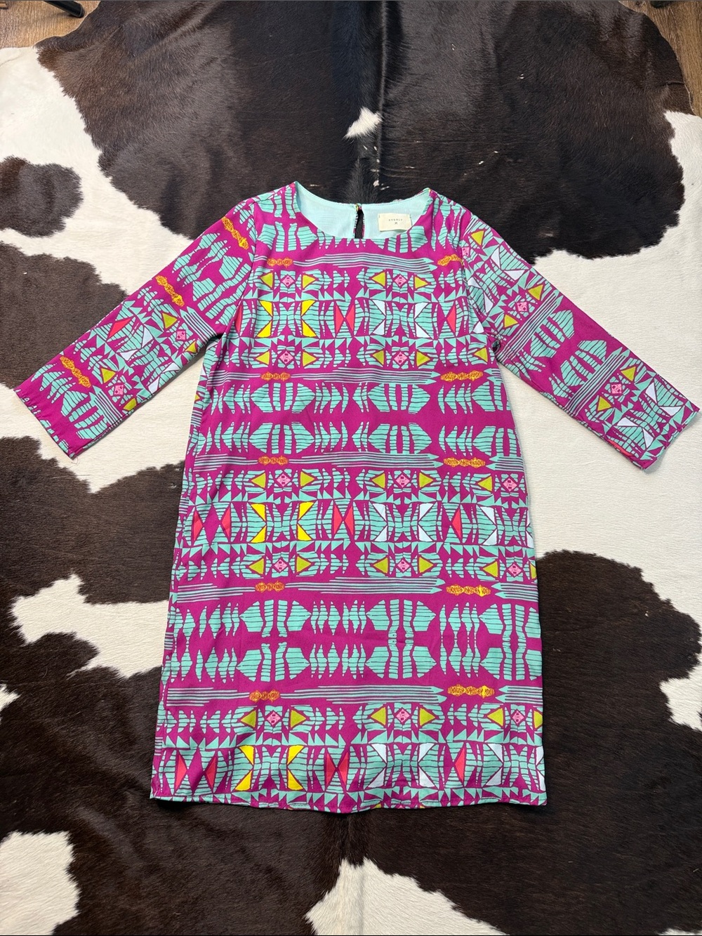 Everly Magenta, Aqua & Yellow Geometric Mini Dress